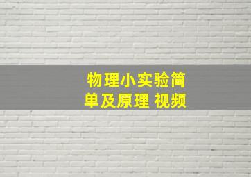 物理小实验简单及原理 视频